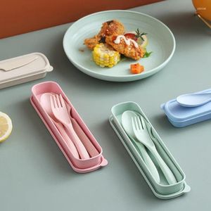 Set di stoviglie Set di coltelli da bistecca con forchetta e cucchiaio di paglia di grano Set di stoviglie occidentali in tre pezzi di plastica W
