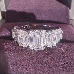 Women Luxury designer rings square big moissanite Diamond shiny full drill Rings Jewelry PT950 plated girlfriend Gifts Engagement Wedding ring 1919