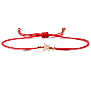 Charme Pulseiras Branco Zircônia Cúbica Encantadora Super Bonito Mini Pulseira Borboleta Para Mulheres Inseto Ajustável Red String Jóias Presente