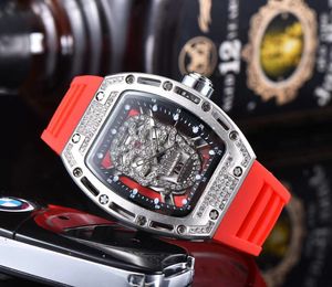 High Grade Fully Automatic Men's Quartz Watches Silicone Strap Hollow Waterproof Calendar Quartz Watch For Men's