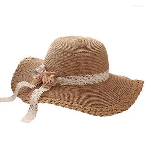 Chapéus flor renda palha chapéu meninas ao ar livre protetor solar legal praia férias sol