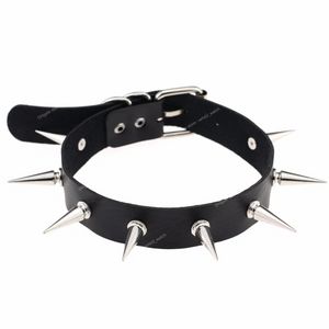 Emo Spike Choker Punk Collar Female Women Men Black Leather Studded Rivets Chocker Necklace Goth Jewelry Gothic Accessories Fashion JewelryNecklace choker spikes