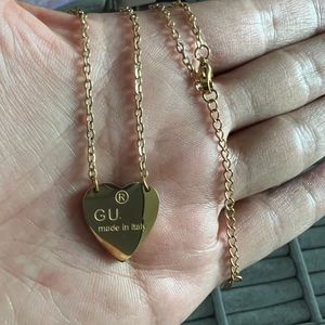 Collana con ciondolo a forma di G, cuore originale, di marca, per ragazze, di alta qualità, in acciaio inossidabile 316L, oro 18 carati, argento rosa, logo da donna, incisione di gioielli per feste di nozze