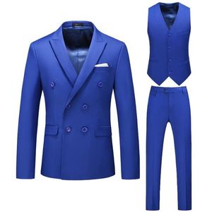 Мужские костюмы Пиджаки Мужские 3 предмета Королевского синего свадебного пиджака 2021 Мода из трех предметов большого размера 6XL Мужское праздничное платье Мужской костюм289a