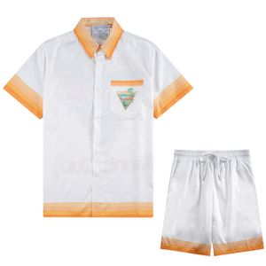 AA летняя мода Мужские спортивные костюмы Гавайские пляжные брюки комплект дизайнерских рубашек с принтом рубашки для отдыха мужские облегающие шорты с коротким рукавом для совета директоров пляжная рубашка