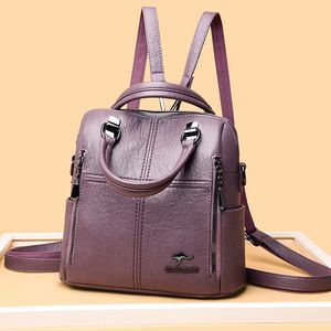 Partihandel damer axelväskor retro fast färg läder handväska elegant atmosfär skarvning mode crossbody väska stora multifunktionella kvinnor ryggsäck 3145