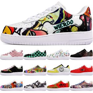 DIY -skor Vinter rena Autumn Mens Leisure Shoes One For Men Women Platform Casual Sneakers Classic White Black Cartoon Graffiti Trainers Outdoor Sports 10011