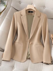 Ternos femininos elegantes mulheres jaqueta formal feminino cáqui damasco preto manga longa blazer escritório senhoras negócios trabalho wear casaco fino