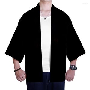 Ethnic Clothing Summer Youth Three-quarter Sleeve Kimono Unisex Cardigan Thin Section Robe Sun Protection Pure Color High-quality