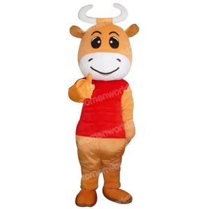 Costume da mascotte di mucca di Halloween, personaggio dei cartoni animati, completo di taglia per adulti, compleanno, Natale, carnevale, vestito operato per uomo e donna