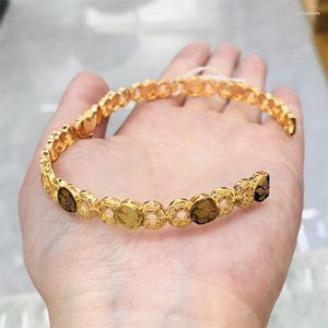 Pulseira pulseiras para noivado nupcial mulheres banhado a ouro luxo pulso jóias flor aniversário de alta qualidade na moda presentes festa oco