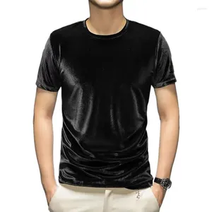 Męskie koszule T plus size M-8xl Men Velor Shirt 2023 Summer Fashion Casual Streetwear Velvet Leisure Camisetas Tee Homme