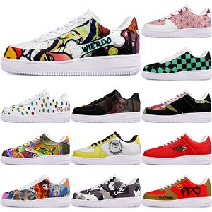 DIY shoes winter lovely autumn mens Leisure shoes one for men women platform casual sneakers Classic White Black cartoon graffiti trainers outdoor sports 12782