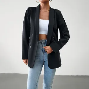 Ternos femininos mulher roupas outono senhora do escritório blazers alta rua moda elegante 2023 manga longa duplo breasted casacos casuais femininos topos