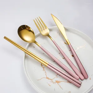 Dinnerware Sets Feng 304 Stainless Steel Western Tableware Chopsticks Knives Forks Spoons Steak Complete Set Of Eu