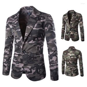 Abiti da uomo Blazer da uomo Giacca da uomo stile militare mimetica Giacca oversize a maniche lunghe Giacca slim fit in cotone Cappotto casual Verde