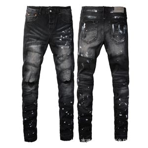 24ss Purple Designer Jeans Denim Trousers Black Pants High-end Quality Embroidery Quilting Ripped for Trend Brand Vintage Pant Mens
