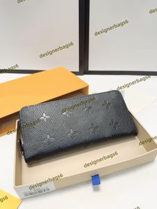 럭셔리 디자이너 ZIPPY WALLET WALLET 여성 진정한 가죽 지갑 클러치 오렌지 박스 카드 홀더 가방 63095 Black Litchi 패턴 21*11cm
