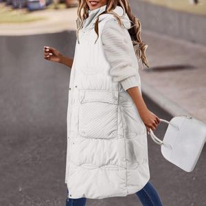 Women's Vests Hooded Parka Vest Women Casual Sleeveless Padded Waistcoat Zip Up Long Coat Outerwear Fashion Puffer Jackets