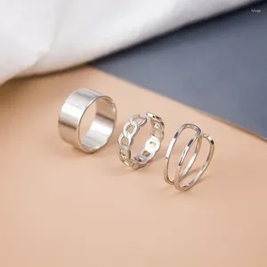 Cluster Rings Koudoun 3st/Set Punk Ring Simple Design Vintage Gold Silver Color Joint Set for Women smycken Koreansk version