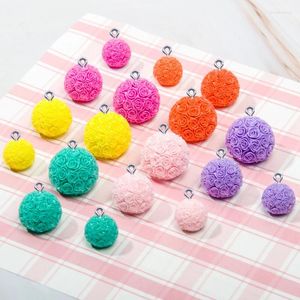 Encantos 10 pçs colorido rosa bola resina pingentes para fazer jóias diy brinco colar acessórios de decoração