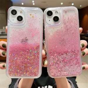 Quicksand Handyhüllen Glitzer Flüssige Rückseite Bling Stoßfester Schutz für Samsung Note20 ultra S23 S22 S21 FE A12 A13 A32 A33 A34 A53 A54 A73 5G Apple