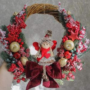 Decorative Flowers 1Pack Christmas Rattan Artificial Pine Branches Red Foam Berries For DIY Wreath Decorations Noel Table Setting Supply