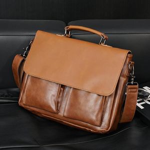 mens leathers shoulder bags horizontal large capacity business briefcase clamshell pocket decoration men handbag casual solid color leather backpack 21082