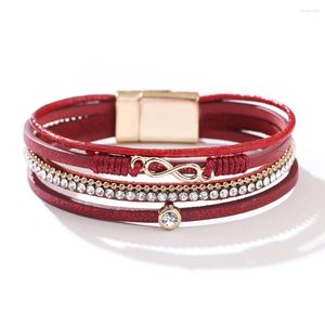 Link pulseiras número 8 design circular pulseira magnética de couro para mulheres jóias verão praia resort charme pulseira de luxo