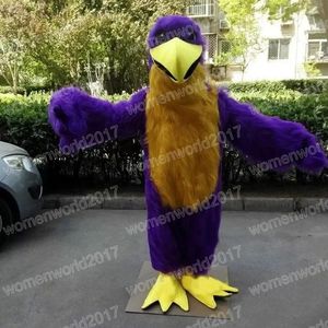 Halloween Purple Eagle Mascot Costume Cartoon Character Outfits Suit Vuxna Storlek Outfit Birthday Christmas Carnival Fancy Dress for Men Women