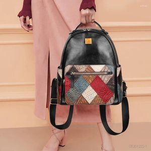 Okul çantaları ayakkabıcı efsanesi kadın sırt çantası yumuşak orijinal deri seyahat çantası bayan büyük kapasiteli kitap kız patchwork vintage çip çırpma