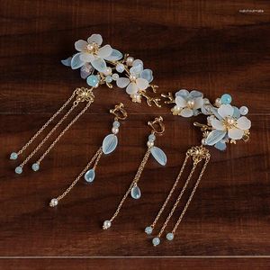 Hair Clips Ancient Children's Hairpin Step Shake Antique Butterfly Clip Earrings Sets Accessories For Girls