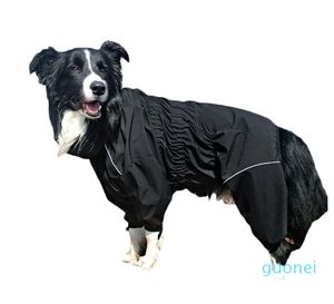 Hotsale Pet Yellow Stripe Large Dog Raincoat With Hood Large Dog Rain Coat Jacket