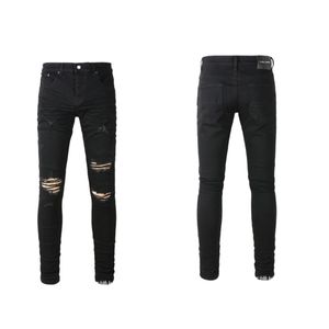 2024 Purple Jeans Mens Designer Jeans Denim Trousers High-end Quality Embroidery Quilting Ripped for Trend Brand Vintage Pant Mens Fold Slim Skinny Fashion