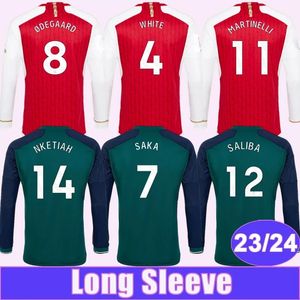 Arsena l ARS 23 24 Long Sleeve Soccer Jersey David Raya Thomas Partey Reiss Nelson Jakub Kiwior Emile Smith Rowe Jurrien Timber Karl Hein Mohamed El neny Cedric Away