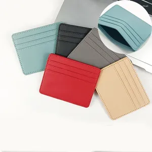 Card Holders 4 Slots Cardholder Ultra-thin PU Leather Mini Wallet Slim Bank Holder Men's Business Small ID Case For Women Purse