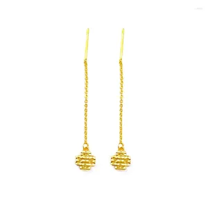 Dangle Earrings Real 14K Gold Jewelry Earring Women Fine Aros Mujer Oreja Four Leaves For Orecchini 14 K Bizuteria