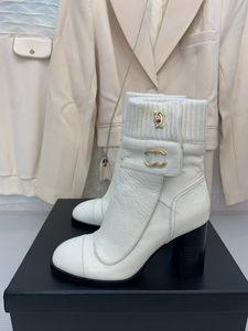 Scarpe di alta qualità per donne stivali in pelle autentica con tacchi alti stivali caviglia cintura fibbia per design autunno scambista scarpe stivali su canali mujer