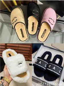 Luxury slide Paris designer women's slippers Women's wool autumn and winter fluffy warmth letter sandals Comfortable plush girls' slippers 2C channel designer shoes c