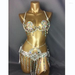 Scene Wear Samba Carnival Costume 2 Piece Belly Dance Performance Bra Belt Beads Halloween Show Party Outfit Bikini Luxury Sexy