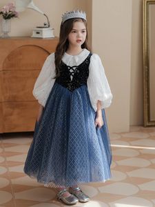 Mädchenkleider Anna Frozen Queen Kleid Kinder Frühling und Herbst Halloween Cosplay Formeller Anlass Prinzessin für Geburtstagsfeier 231030