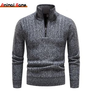 Męskie swetry jesień męski polar grubszy sweter zamek błyskawiczny Turtleck ciepłe pullover Jakość męskiej wełniane swetry na zimę S-xxl 231030