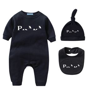 Baby Rompers Clothing Sets Newborn Infant Bodysuit With Cap Baby Bib 100% Cotton Romper Children Onesies Jumpsuits Boy Girl Clothes CXD23010303