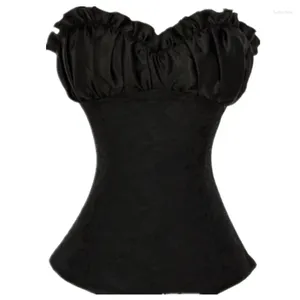 Bustiers korsetter Fancy Sexy and Black Grey Retro Satin underkläder Lace Up Corset Top Plus Size Overbust