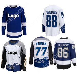 Genähte amerikanische Hockey -Trikots Tampa Bay 21 Punkt 77 Hedman 86 Kucherov 88 Vasilevskiy 91 Stamkos Akzeptieren Sie Custom