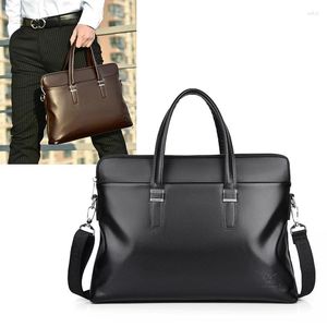 Briefcases Leather Laptop 15 Inch For Men Designer Documents Business Tote Handbag Shoulder Square Side Crossbody Bag Portfolio