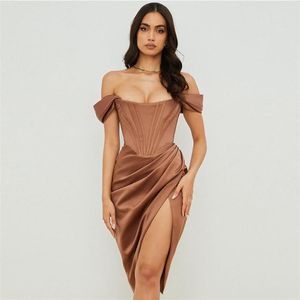 Casual Dresses High Quality Satin Bodycon Dress Women Party 2021 Arrivals Midi House Of Cb Celebrity Evening Club292Y