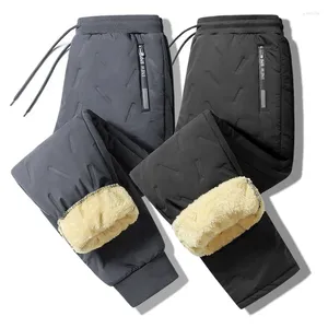 Calças masculinas de lã quente para corrida, casual, ajuste solto, cintura, cordão para outono, inverno, atividades ao ar livre