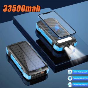 Caricatore portatile wireless solare da 33500 mAh Powerbank da 20 W PD a ricarica rapida per iPhone 12 11 Samsung S21 Xiaomi Poverbank