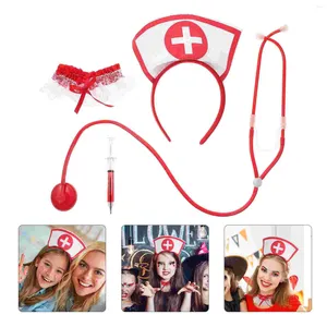 Trädgårdsdekorationer spetsar rekvisita fröken stetoskop sjuksköterskor halloween hårband tygtillbehörssats
